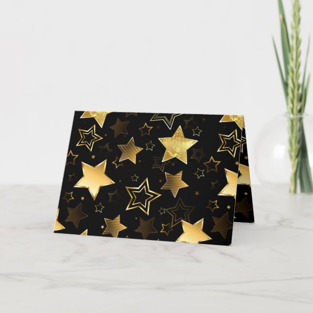 Seamless pattern with Golden Stars Thank You Card (Front)