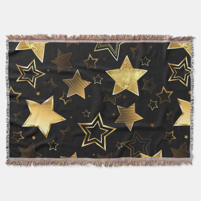 Seamless pattern with Golden Stars Throw Blanket (Front)