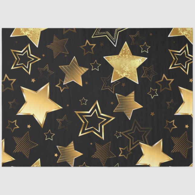 Seamless pattern with Golden Stars Tissue Paper (Front)