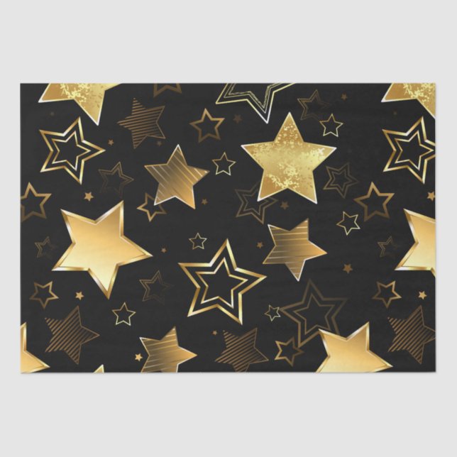 Seamless pattern with Golden Stars Tissue Paper (Front)