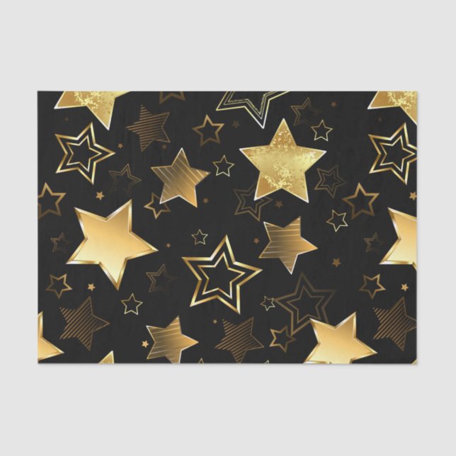 Seamless pattern with Golden Stars Tissue Paper (Front)
