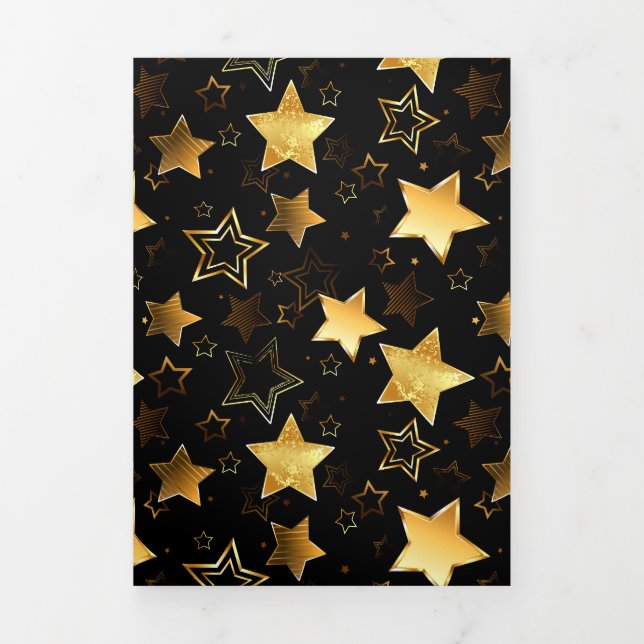 Seamless pattern with Golden Stars Tri-Fold Card (Cover)