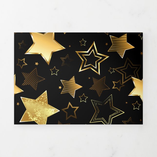 Seamless pattern with Golden Stars Tri-Fold Invitation (Cover)