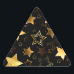 Seamless pattern with Golden Stars Triangle Sticker<br><div class="desc">Seamless with Golden Stars on Black background. Gold star.</div>
