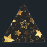 Seamless pattern with Golden Stars Triangle Sticker<br><div class="desc">Seamless with Golden Stars on Black background. Gold star.</div>