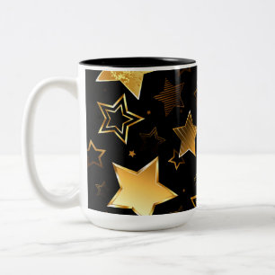 Seamless pattern with Golden Stars Two-Tone Coffee Mug