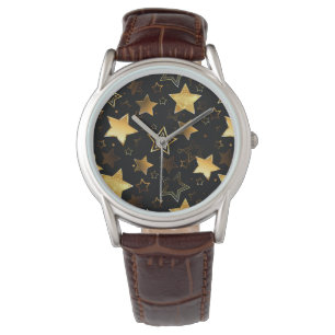 Seamless pattern with Golden Stars Watch