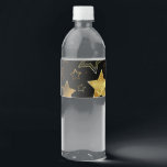 Seamless pattern with Golden Stars Water Bottle Label<br><div class="desc">Seamless with Golden Stars on Black background. Gold star.</div>