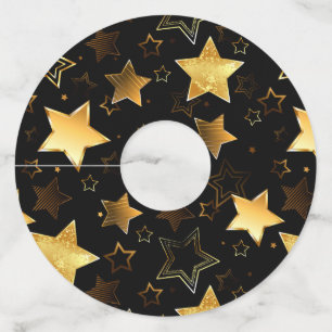 Seamless pattern with Golden Stars Wine Glass Tag