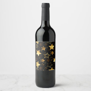 Seamless pattern with Golden Stars Wine Label