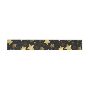 Seamless pattern with Golden Stars Wraparound Address Label