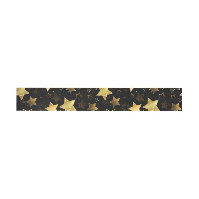 Seamless pattern with Golden Stars Wraparound Address Label (Individual)