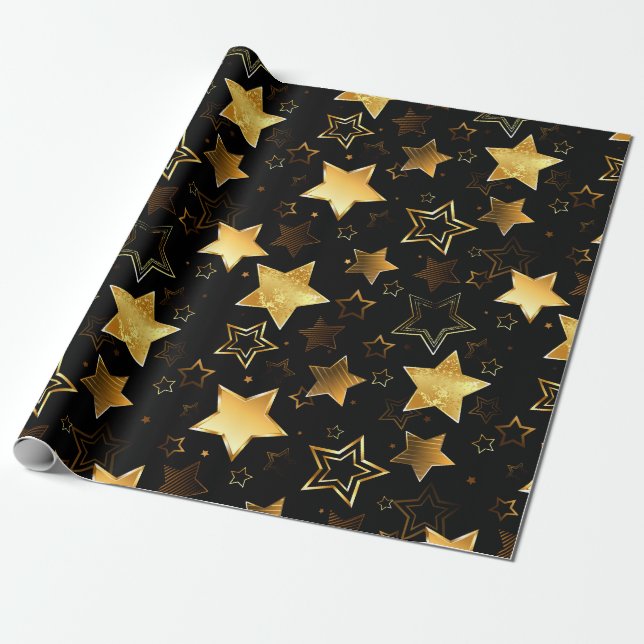 Seamless pattern with Golden Stars Wrapping Paper (Unrolled)