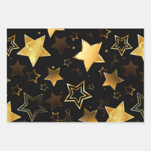 Seamless pattern with Golden Stars Wrapping Paper Sheet