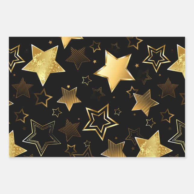 Seamless pattern with Golden Stars Wrapping Paper Sheet (Front)