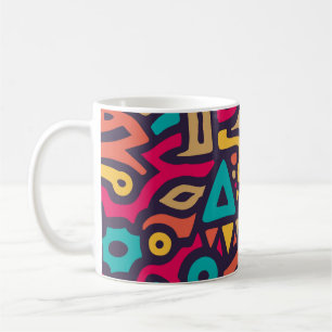 Seamless Pattern with Graffiti Curve Shapes. Mix o Coffee Mug