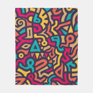 Seamless Pattern with Graffiti Curve Shapes. Mix o Fleece Blanket