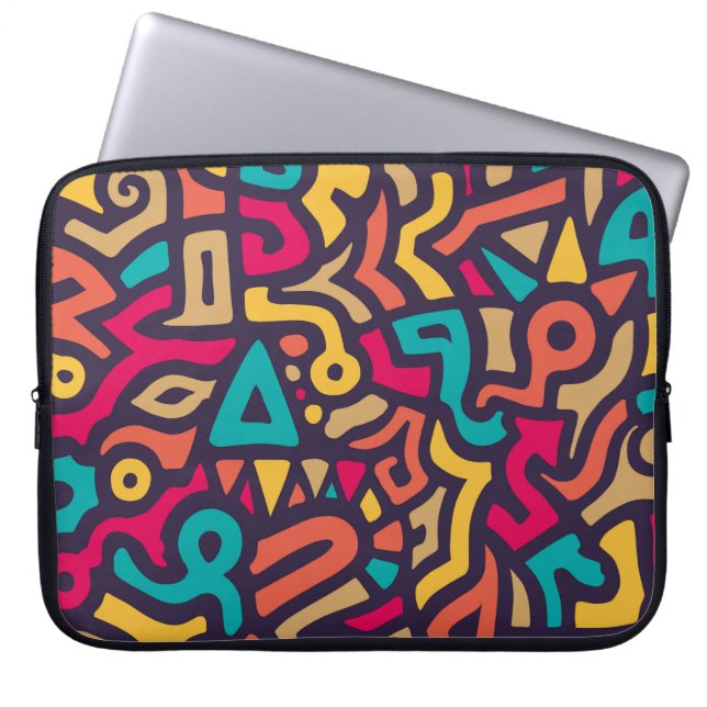 Seamless Pattern with Graffiti Curve Shapes. Mix o Laptop Sleeve (Front)