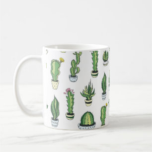 Seamless pattern with green cactus and succulents coffee mug
