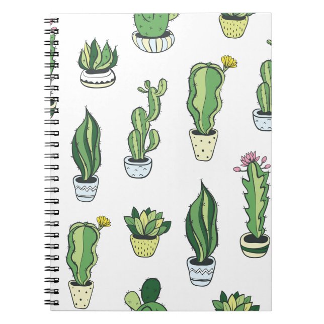 Seamless pattern with green cactus and succulents  notebook (Front)