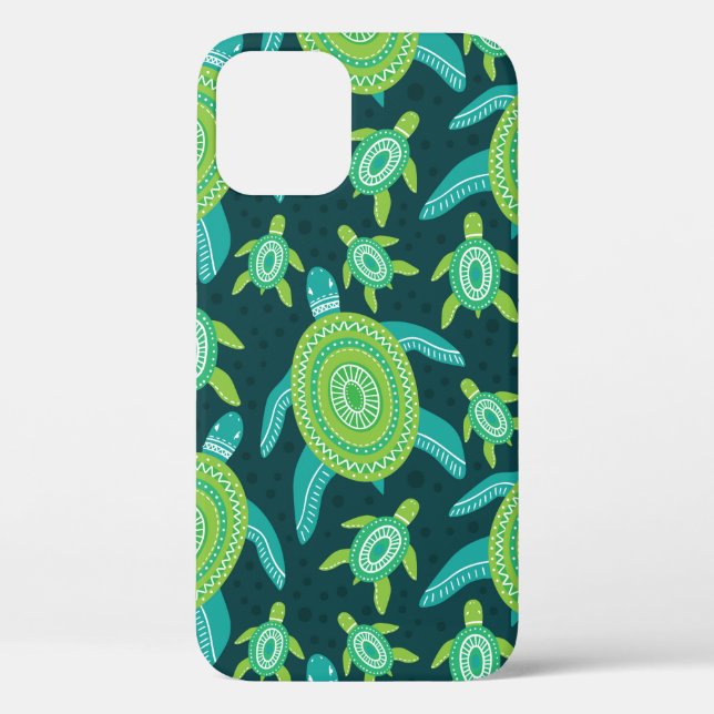 Seamless pattern with green ornament turtles. Sea  Case-Mate iPhone Case (Back)