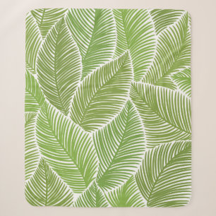 Seamless pattern with green palm leaves sherpa blanket