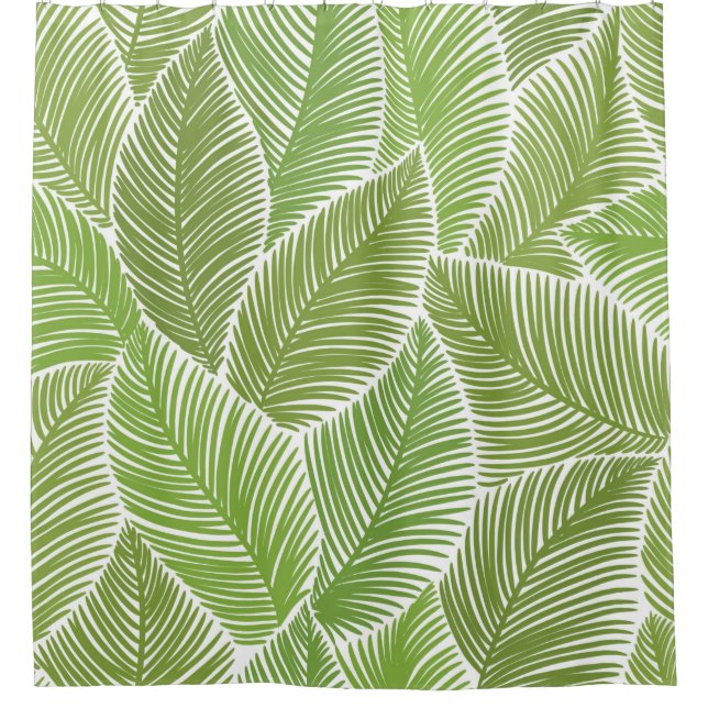 Seamless pattern with green palm leaves shower curtain (Front)