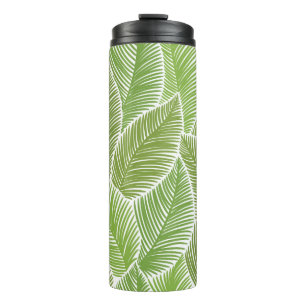Seamless pattern with green palm leaves thermal tumbler