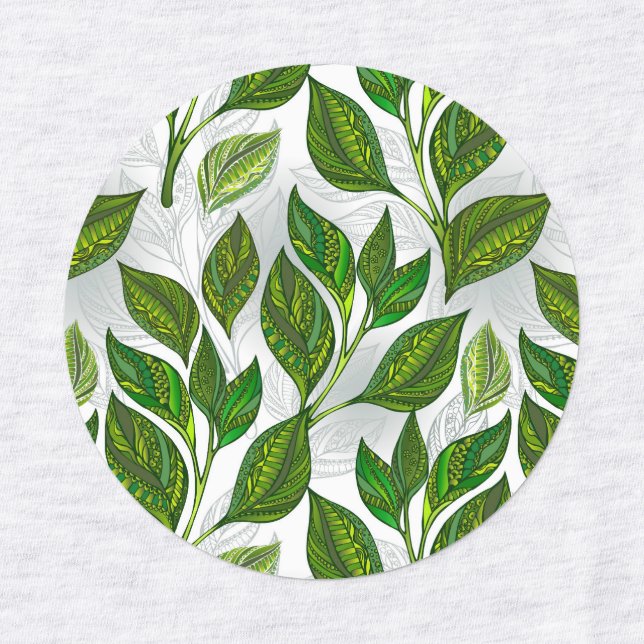 Seamless Pattern with Green Tea Leaves (Design 1)