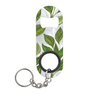 Seamless Pattern with Green Tea Leaves