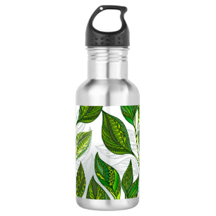 Seamless Pattern with Green Tea Leaves 532 Ml Water Bottle