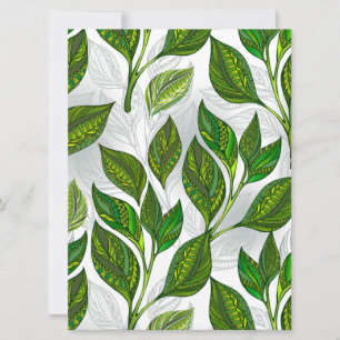 Seamless Pattern with Green Tea Leaves Announcement