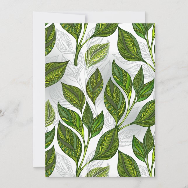 Seamless Pattern with Green Tea Leaves Announcement (Front)