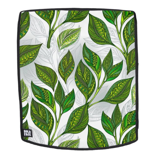 Seamless Pattern with Green Tea Leaves Backpack (Removable Face)