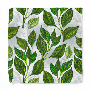 Seamless Pattern with Green Tea Leaves Bandana