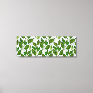 Seamless Pattern with Green Tea Leaves Canvas Print