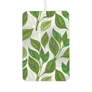 Seamless Pattern with Green Tea Leaves Car Air Freshener