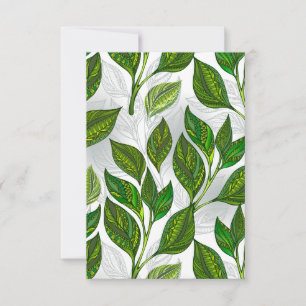 Seamless Pattern with Green Tea Leaves Card