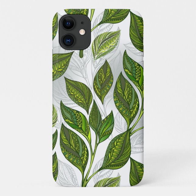 Seamless Pattern with Green Tea Leaves Case-Mate iPhone Case (Back)