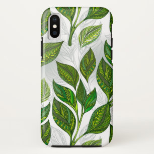 Seamless Pattern with Green Tea Leaves iPhone XS Case