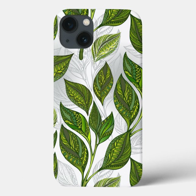 Seamless Pattern with Green Tea Leaves Case-Mate iPhone Case (Back)