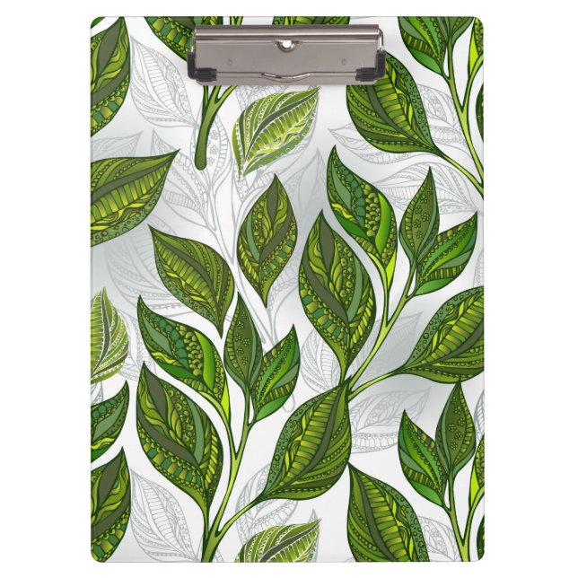 Seamless Pattern with Green Tea Leaves Clipboard (Front)