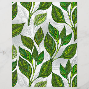 Seamless Pattern with Green Tea Leaves Flyer