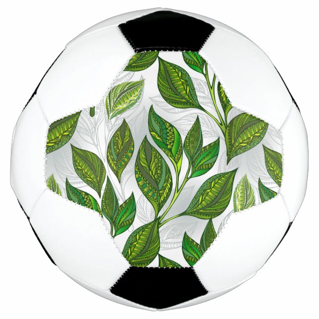 Seamless Pattern with Green Tea Leaves Football (Front)