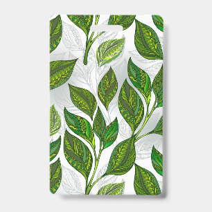 Seamless Pattern with Green Tea Leaves ID Badge