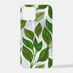 Seamless Pattern with Green Tea Leaves iPhone 12 Pro Case