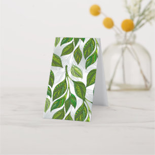 Seamless Pattern with Green Tea Leaves Loyalty Card
