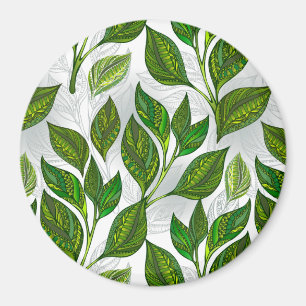 Seamless Pattern with Green Tea Leaves Magnet