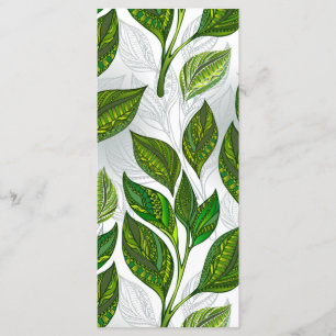 Seamless Pattern with Green Tea Leaves Menu