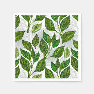 Seamless Pattern with Green Tea Leaves Napkin